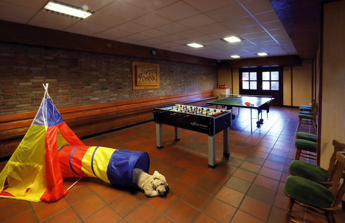 Spieltenne mit Tischtennis, Kicker und Spielzeug